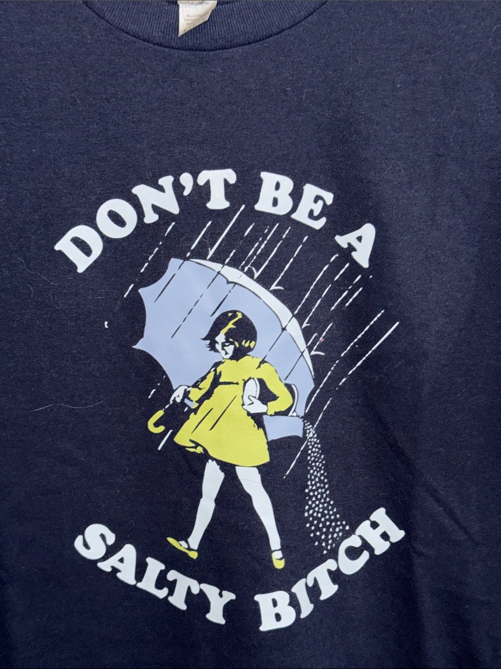 Graphic Navy Tee with Yellow Accent - "Don't Be A Salty B**ch" - Picture 3 of 5